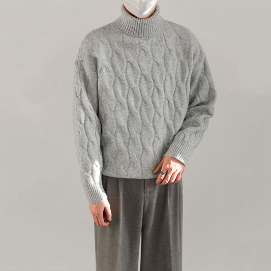 Malen  Grobgestrickter melierter Rollkragenpullover