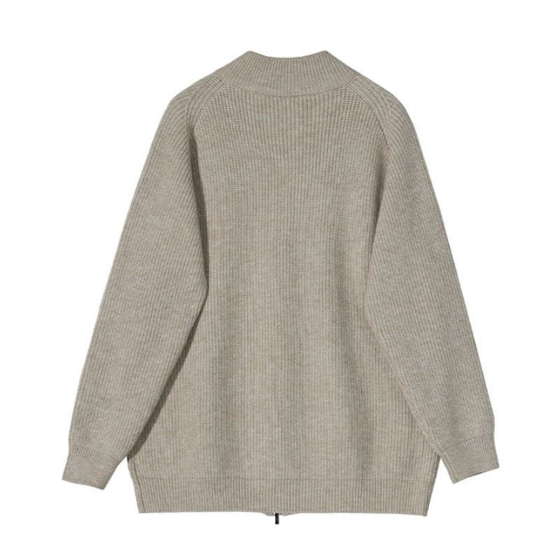 Mens Outlet House - Calev | Rib-Knit Zip-Up Knit Cardigan Men