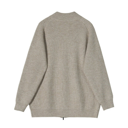 Mens Outlet House - Calev | Rib-Knit Zip-Up Knit Cardigan Men