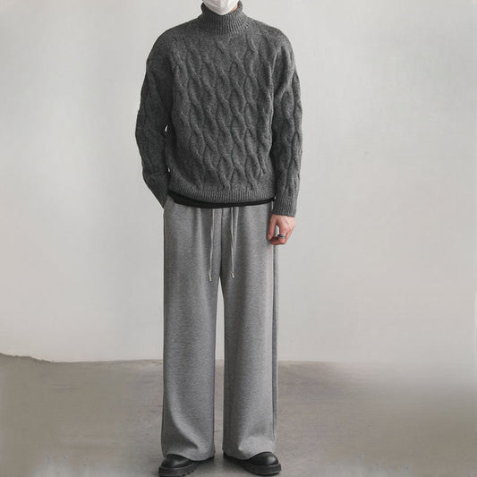 Malen  Grobgestrickter melierter Rollkragenpullover
