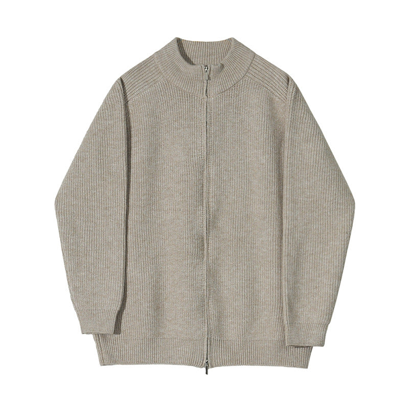 Mens Outlet House - Calev | Rib-Knit Zip-Up Knit Cardigan Men