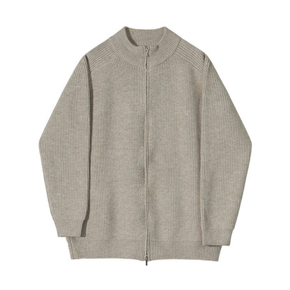 Mens Outlet House - Calev | Rib-Knit Zip-Up Knit Cardigan Men