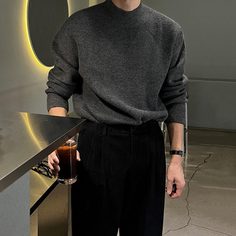 Mens Outlet House - Verev | Ribbed Mock Neck Sweater Men