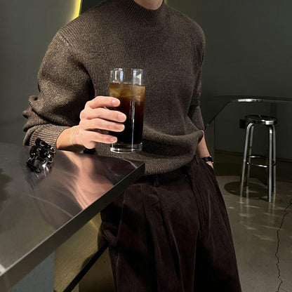 Mens Outlet House - Verev | Ribbed Mock Neck Sweater Men