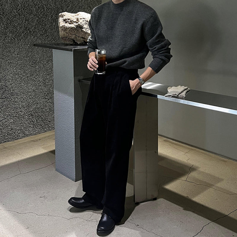 Mens Outlet House - Verev | Ribbed Mock Neck Sweater Men