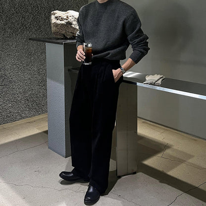 Mens Outlet House - Verev | Ribbed Mock Neck Sweater Men