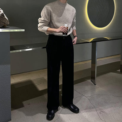Mens Outlet House - Verev | Ribbed Mock Neck Sweater Men