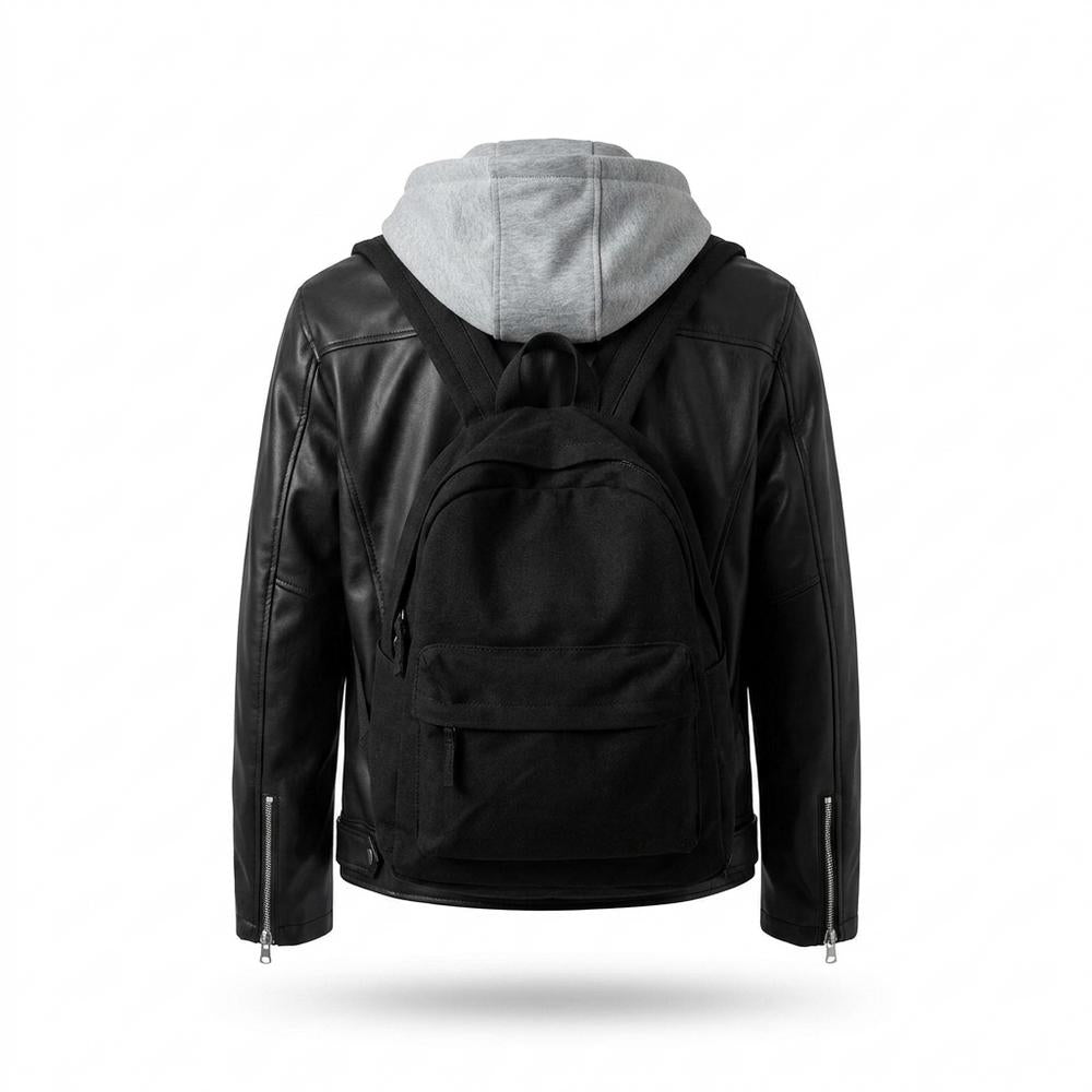 Mens Outlet House - Zelev | Hooded Asymmetrical Leather Jacket Men