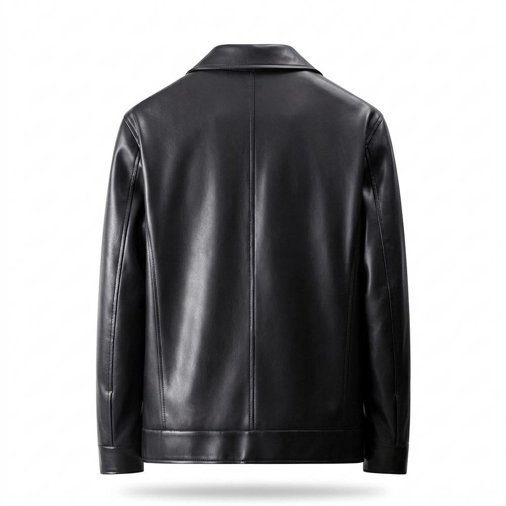 Mens Outlet House - Artor | Zip-Up Collared Leather Jacket Men
