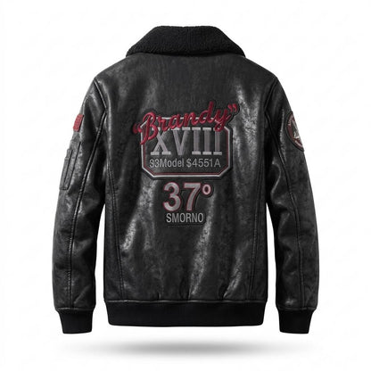 Mens Outlet House - Rasin | Lined Embroidered Leather Jacket Men