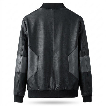 Mens Outlet House - Nesel | Two-Tone Zip-Up Leather Jacket Men