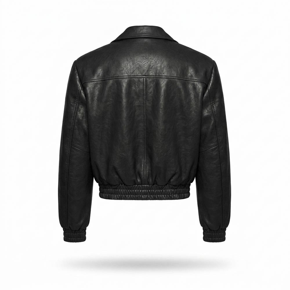 Mens Outlet House - Noral | Cargo-Pocket Smocked Leather Jacket Unisex