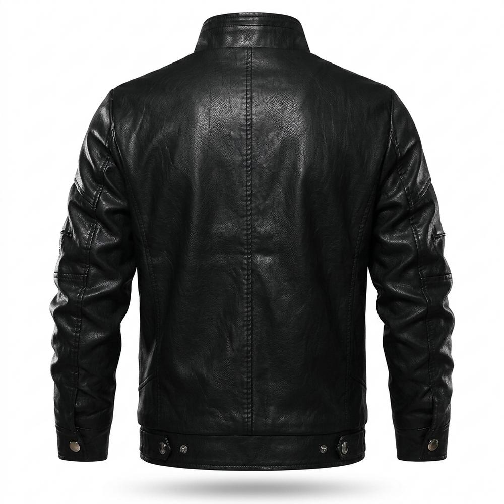 Mens Outlet House - Zaser | Zip-Up Slim-Fit Leather Jacket Men