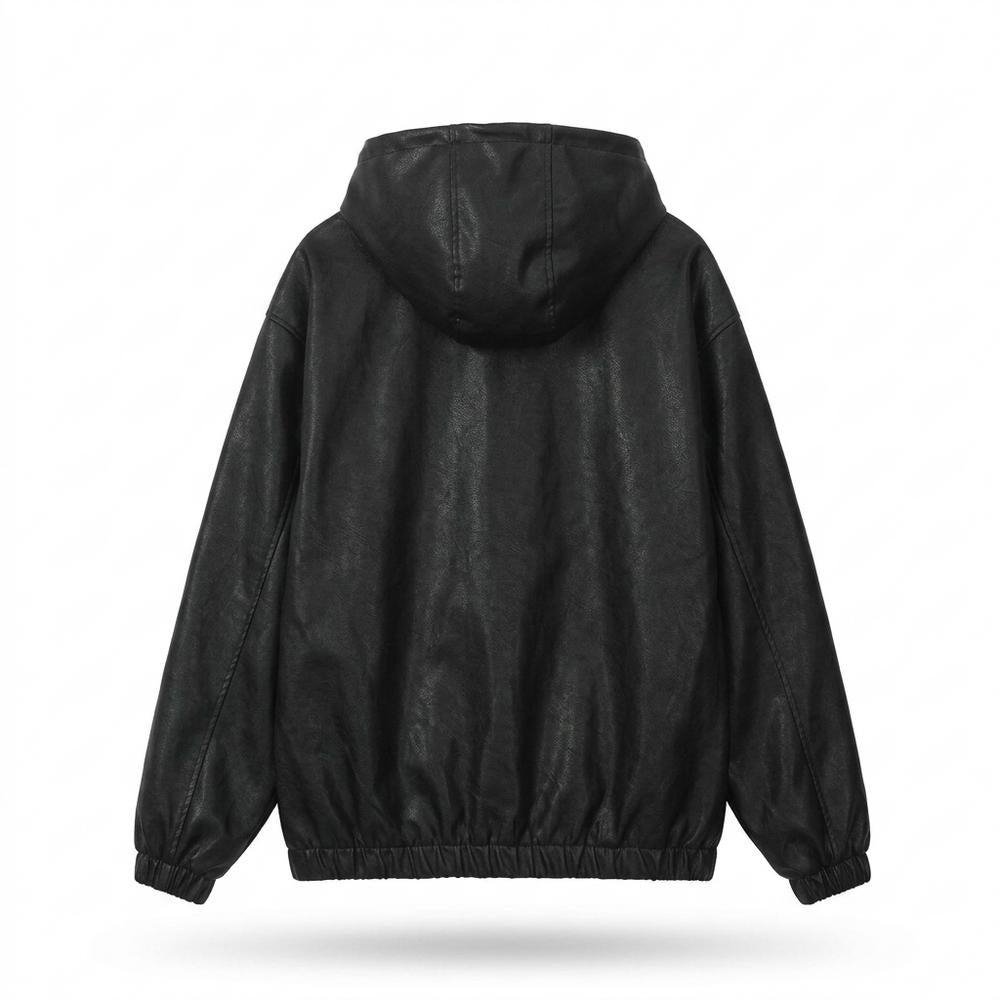 Mens Outlet House - Datal | Hooded Multi-Pocket Leather Jacket Unisex