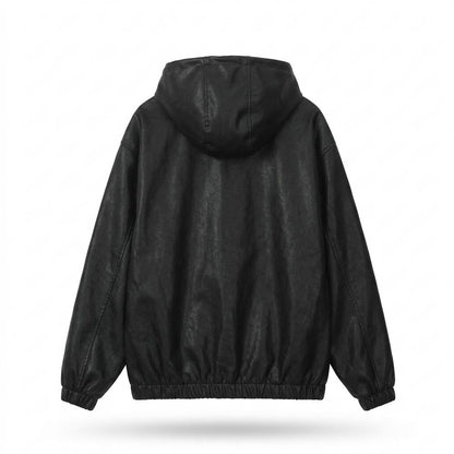 Mens Outlet House - Datal | Hooded Multi-Pocket Leather Jacket Unisex