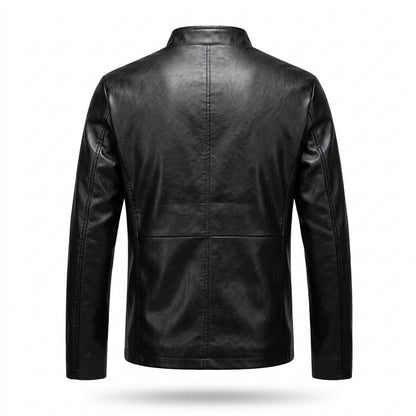 Mens Outlet House - Vesel | Zip-Up Stand-Collar Leather Jacket Men
