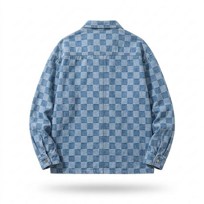 Mens Outlet House - Tinal | Checkered Denim-Look Shirt Men