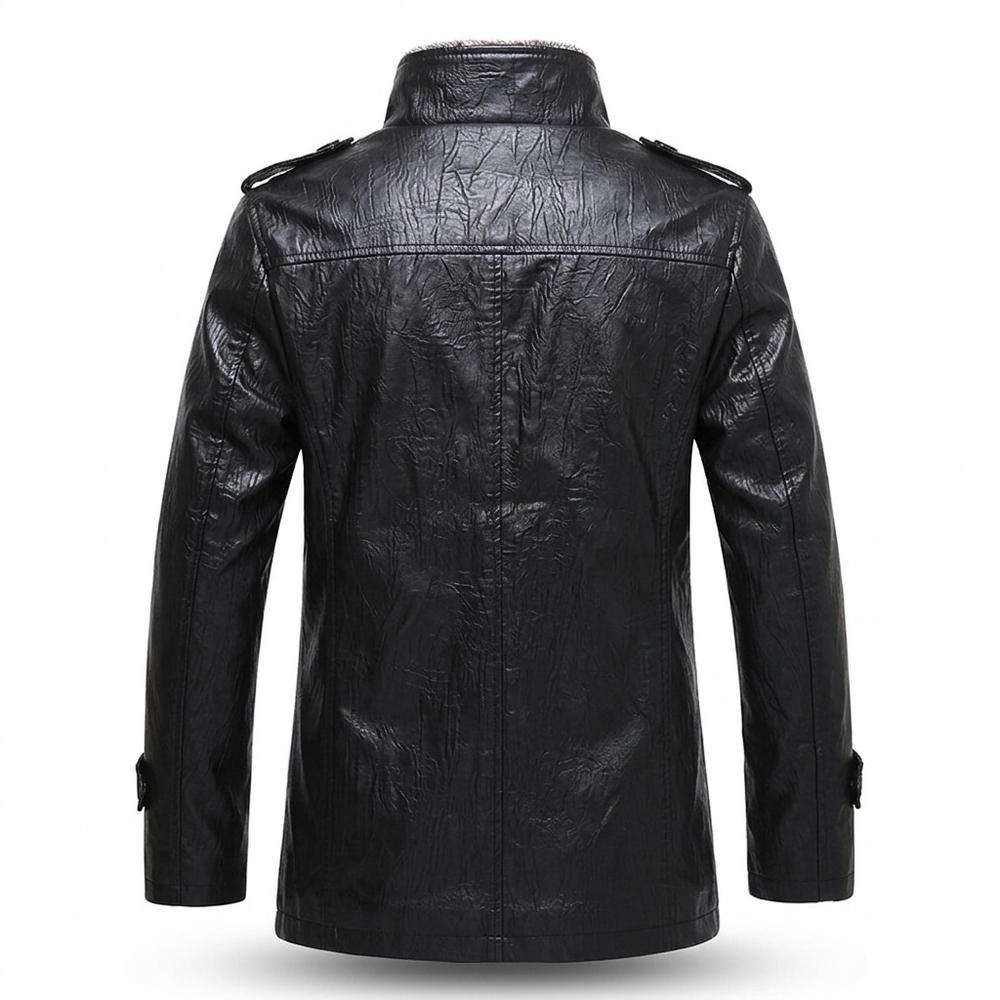 Mens Outlet House - Rilan | Fleece-Lined Button-Up Leather Jacket Men
