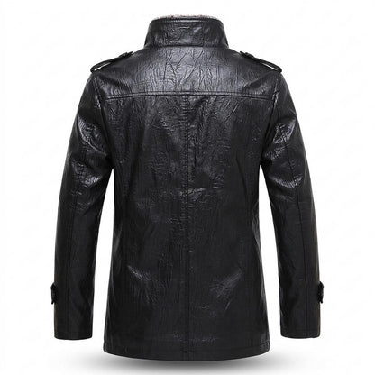 Mens Outlet House - Rilan | Fleece-Lined Button-Up Leather Jacket Men