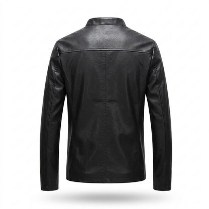 Mens Outlet House - Rovan | Zip-Up Stand-Collar Leather Jacket Men