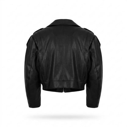 Mens Outlet House - Mikar | Cropped Padded Leather Jacket Unisex