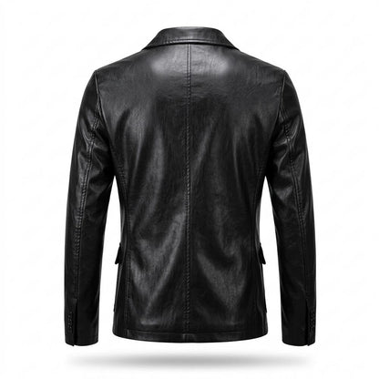Mens Outlet House - Salen | Faux Leather Notched Lapel Blazer Men