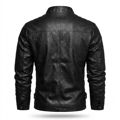 Mens Outlet House - Noran | Zip-Up Stand-Collar Leather Jacket Men