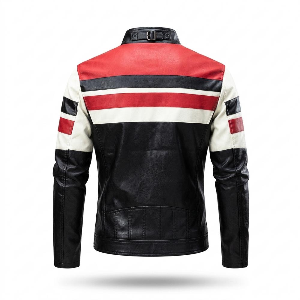 Mens Outlet House - Seser | Striped Faux Leather Jacket Men