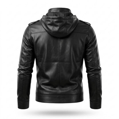 Mens Outlet House - Nizan | Slim-Fit Stand-Collar Leather Jacket Men