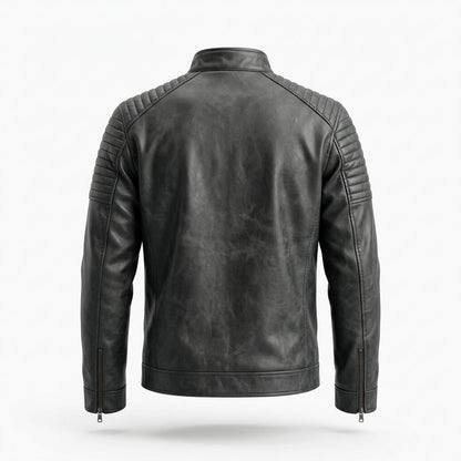 Mens Outlet House - Rolan | Quilted Zip-Up Leather Jacket Men