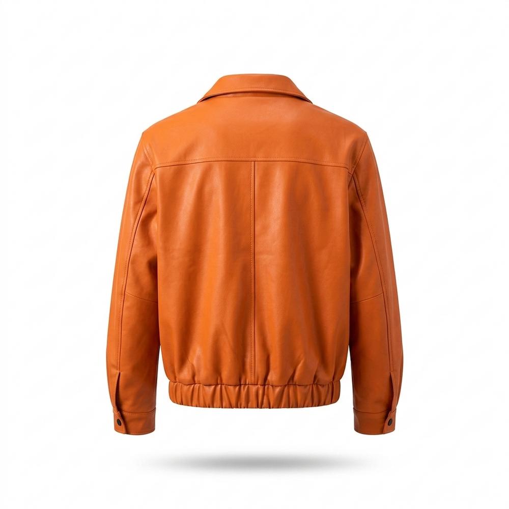 Mens Outlet House - Novel | Zip-Up Collared Leather Jacket Men