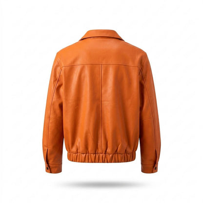 Mens Outlet House - Novel | Zip-Up Collared Leather Jacket Men