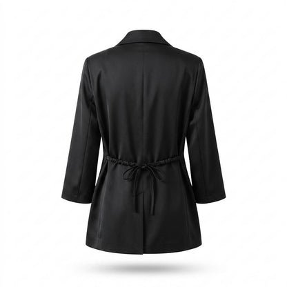 Mens Outlet House - Rilev | Drawstring-Waist Satin-Finish Blazer Women