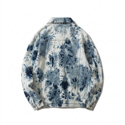 Mens Outlet House - Caron | Tie-Dye Button-Up Denim Jacket Unisex
