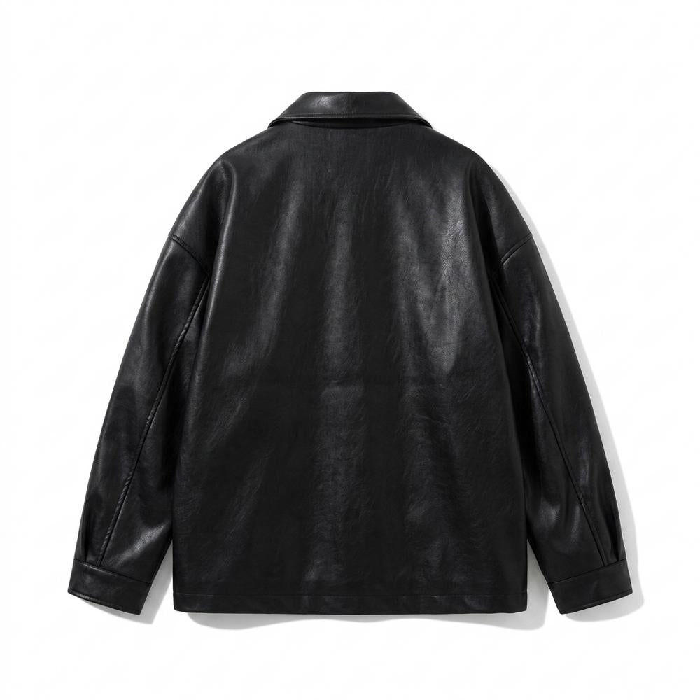 Mens Outlet House - Katal | Oversized Faux Leather Jacket Unisex