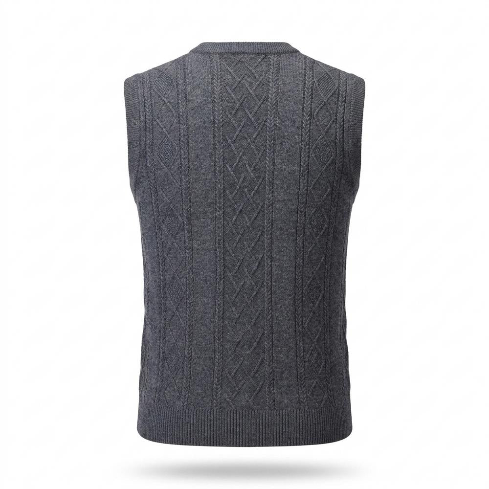 Mens Outlet House - Yefim | Cable-Knit V-Neck Vest Men
