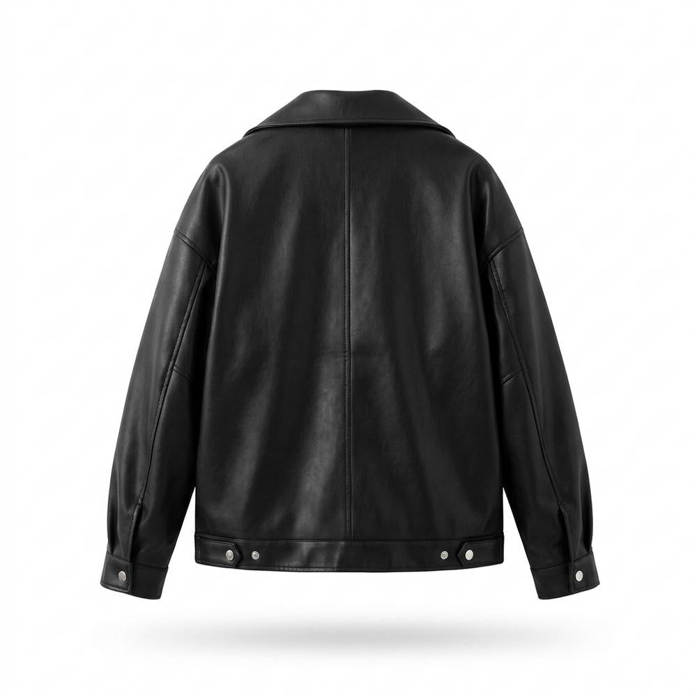 Mens Outlet House - Milom | Asymmetrical Oversized Leather Jacket Unisex
