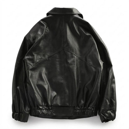 Mens Outlet House - Nilen | Zip-Up Relaxed Fit Leather Jacket Unisex
