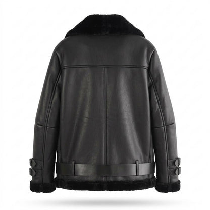 Mens Outlet House - Lalan | Asymmetrical Shearling-Lined Leather Jacket Unisex