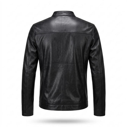 Mens Outlet House - Lomin | Fitted Patched Leather Jacket Men