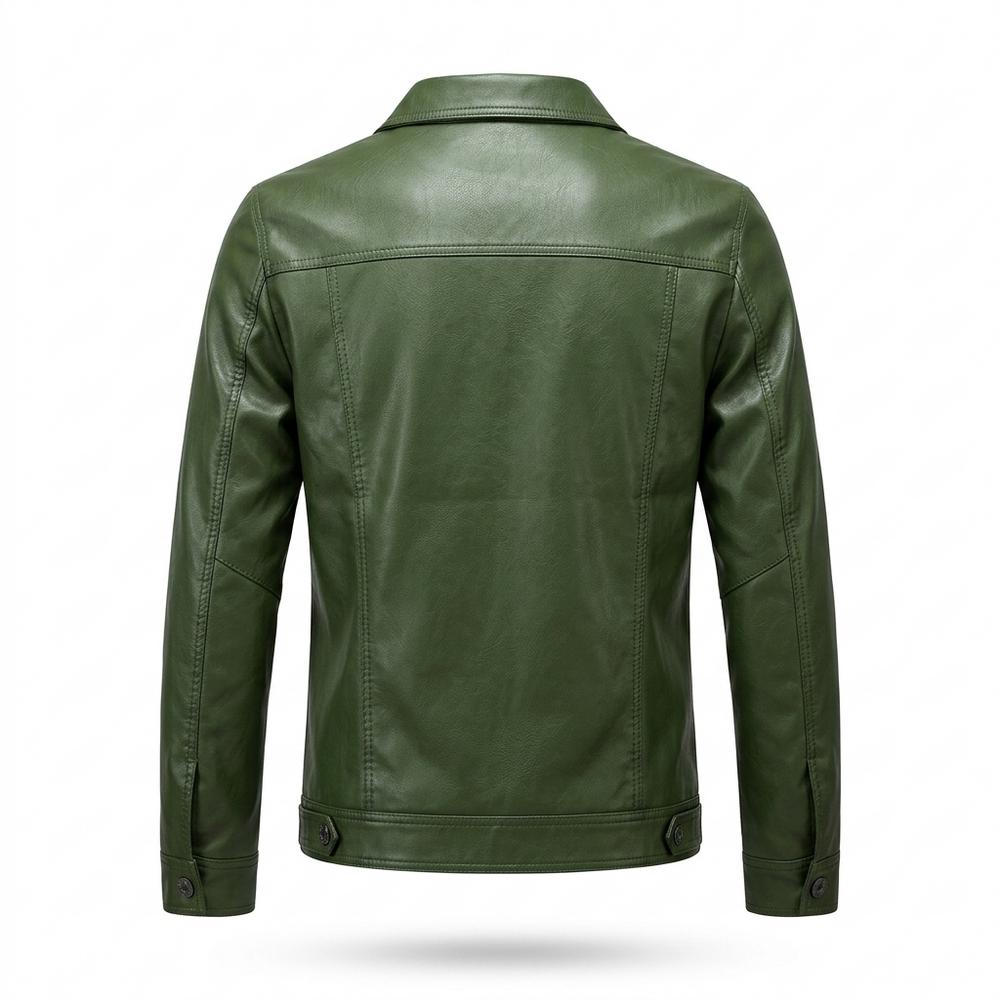 Mens Outlet House - Cosol | Button-Front Collared Leather Jacket Men