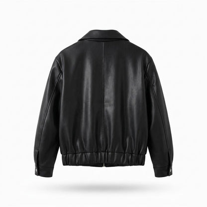 Mens Outlet House - Tivin | Zip-Up Collared Leather Jacket Men