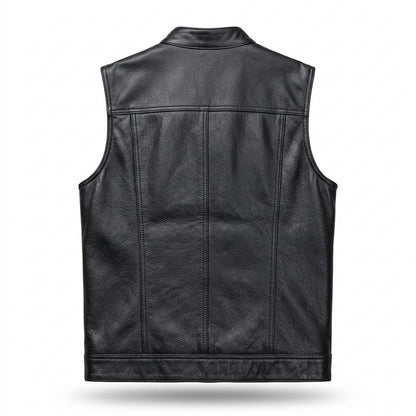Mens Outlet House - Keser | Leather Button-Front Vest Men