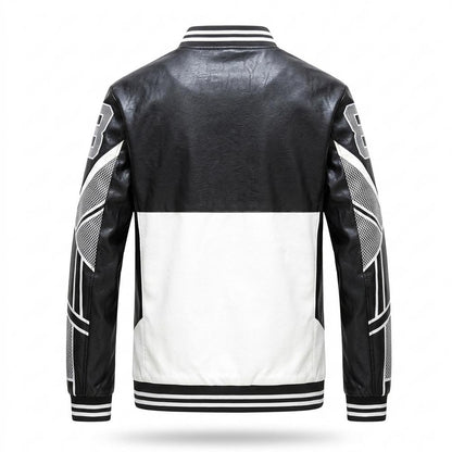 Mens Outlet House - Tivar | Color-Block Striped Leather Jacket Men