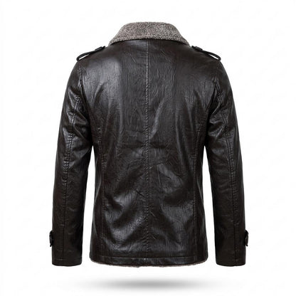 Mens Outlet House - Lavan | Sherpa-Lined Button-Front Leather Jacket Men