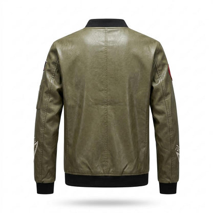 Mens Outlet House - Kufir | Embroidered Faux Leather Jacket Men