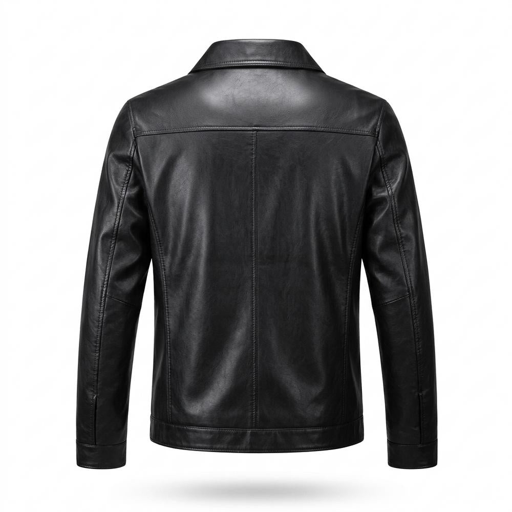 Mens Outlet House - Kanav | Zip-Up Fleece-Lined Leather Jacket Men