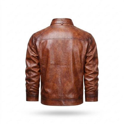 Mens Outlet House - Davel | Zippered Quilted-Shoulder Leather Jacket Men