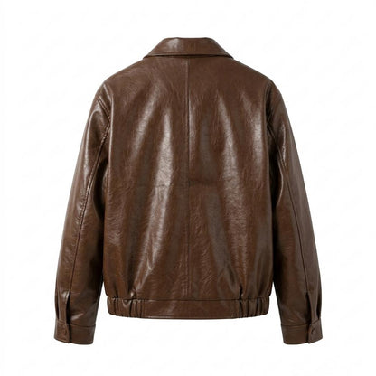 Mens Outlet House - Lamar | Zip-Up Collared Leather Jacket Men