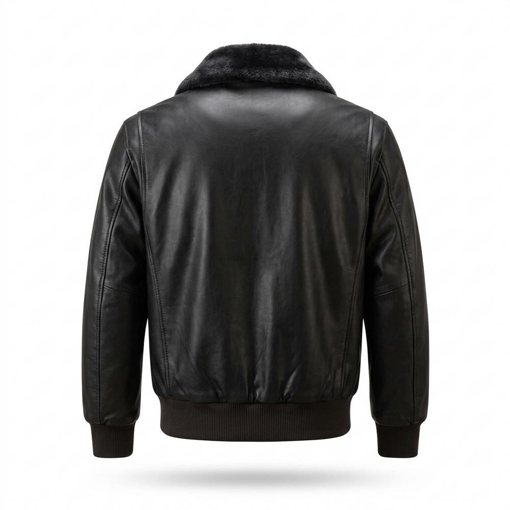 Mens Outlet House - Saral | Faux Leather Fur-Collar Leather Jacket Men